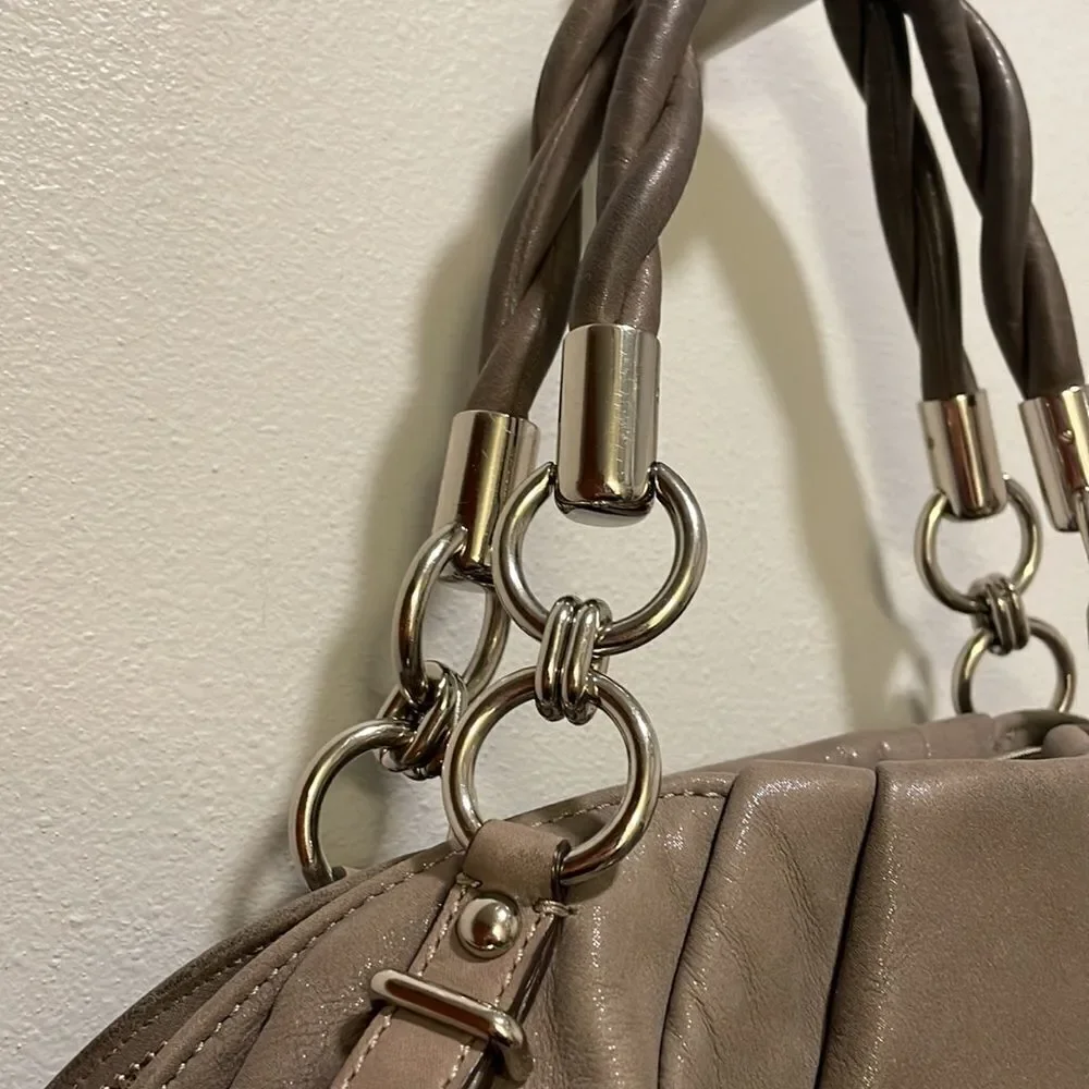 Coach Sophia grey pleated leather satchel